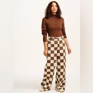 Lucy & Yak Carter Denim Jeans Cookies & Cream Checkerboard Size W28